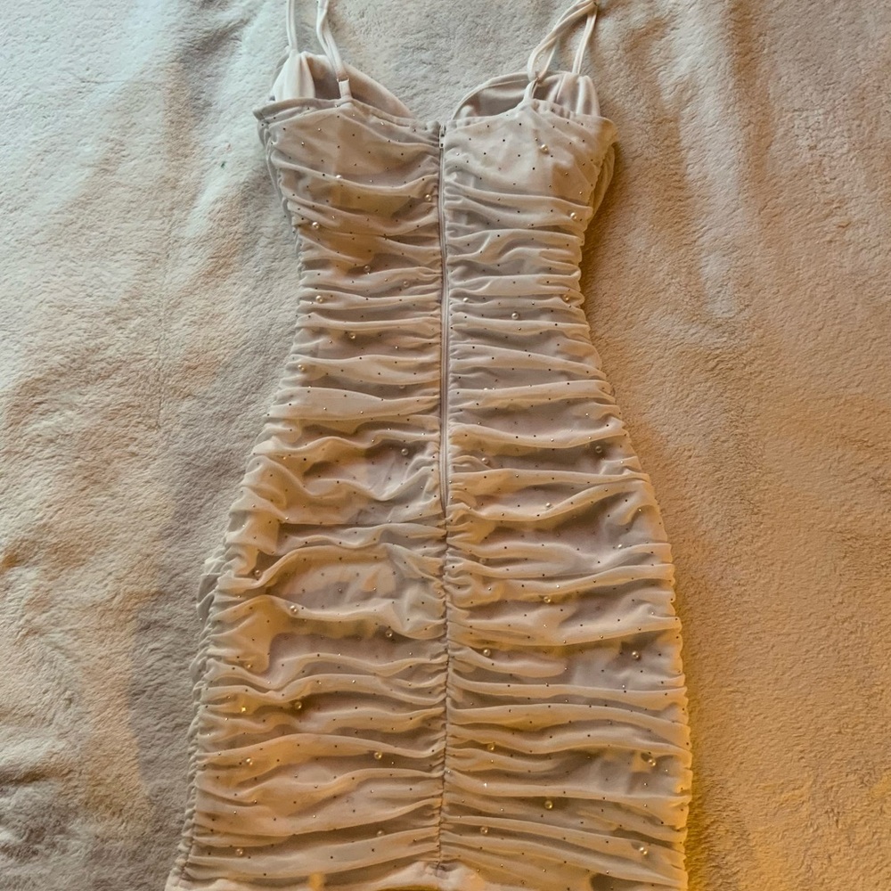 Windsor White Ruched Mini Dress - Picture 2 of 3